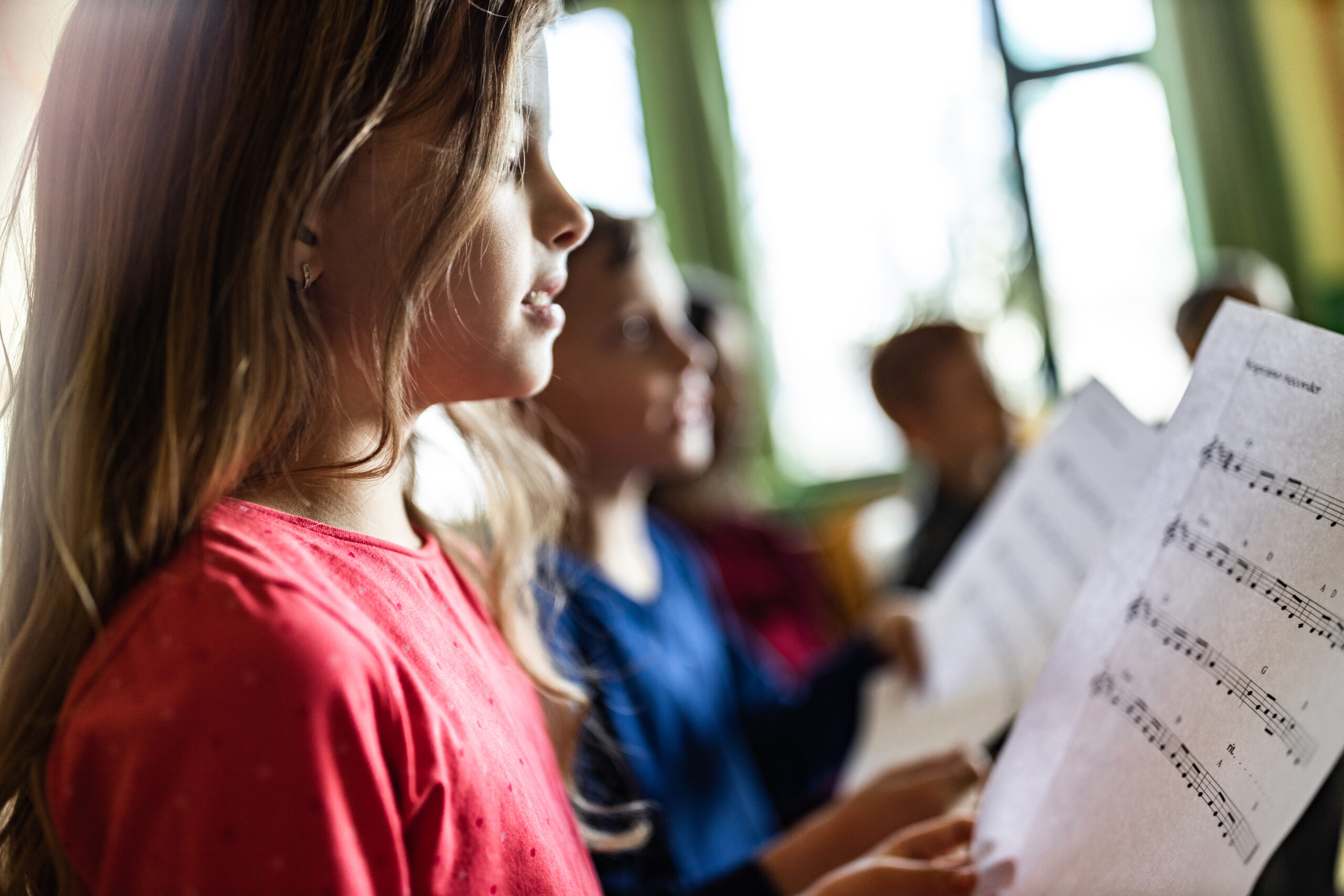 Élèves en classe de chorale